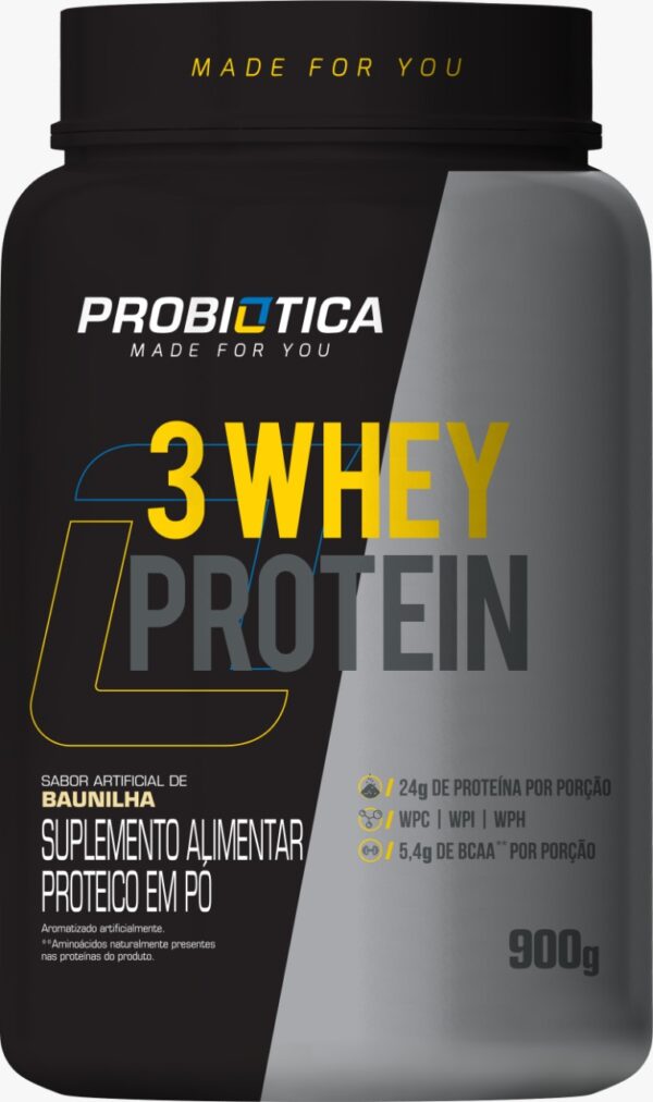 3 WHEY PROTEIN 900g - Baunilha