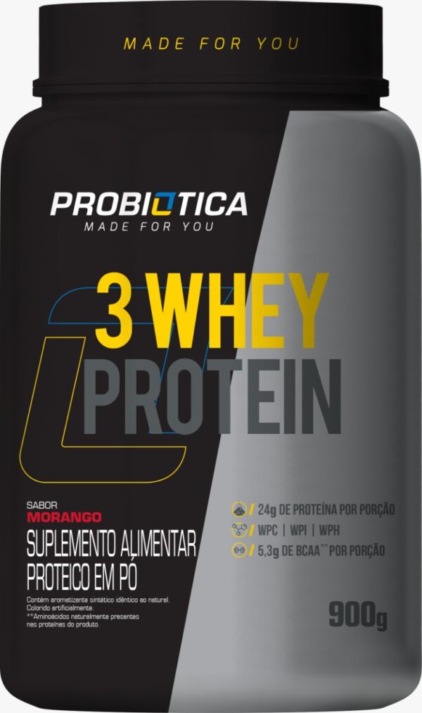 3 WHEY PROTEIN 900g - Morango